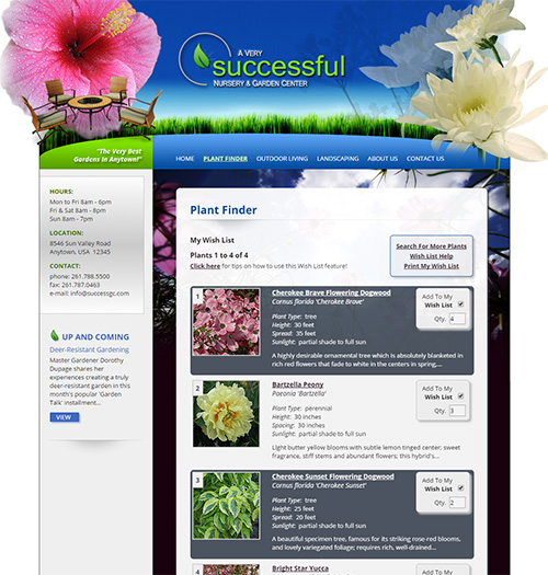 NetPS Plant Finder Personal Plant List Page