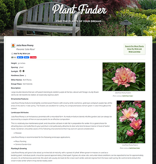 NetPS Plant Finder Plant Information Page