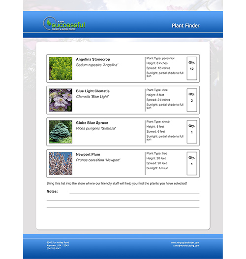 NetPS Plant Finder Printable Plant List Page