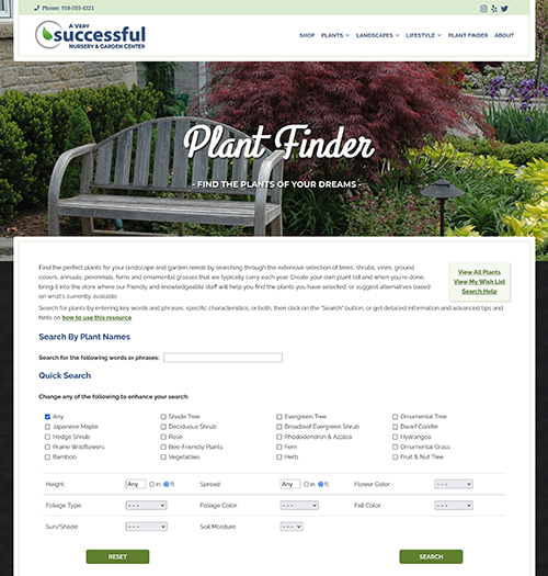 NetPS Plant Finder Search Page